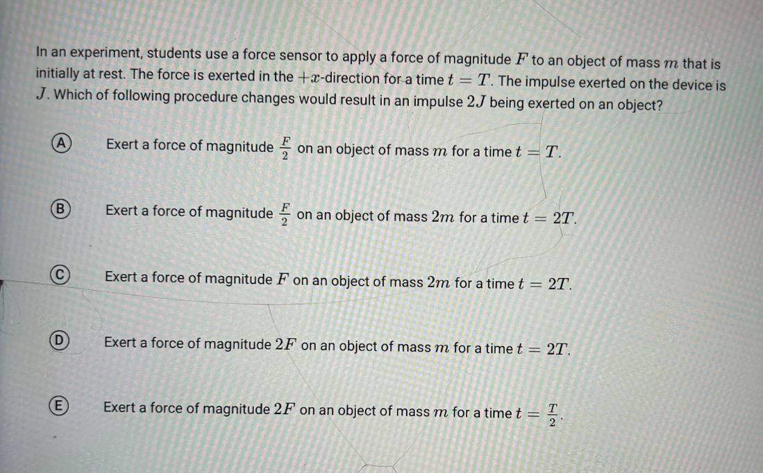 force of magnitude F to an object of mass m that is