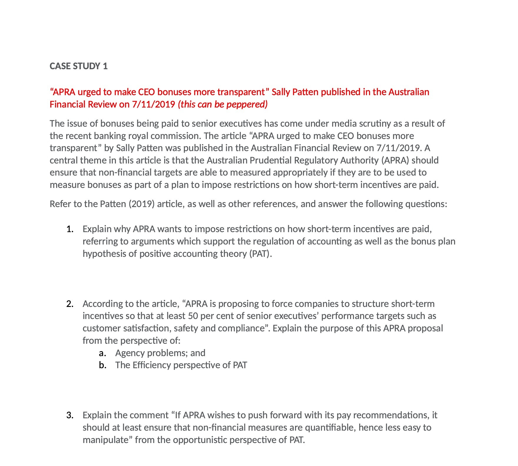 Sally Patten published in the Australian Financial Review on 7/ 1 1/