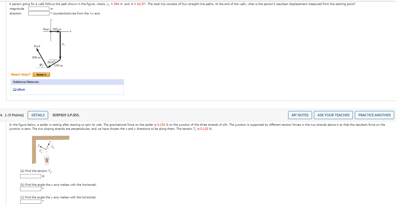 the magnitude of R. (c) Find the angle between R and the
