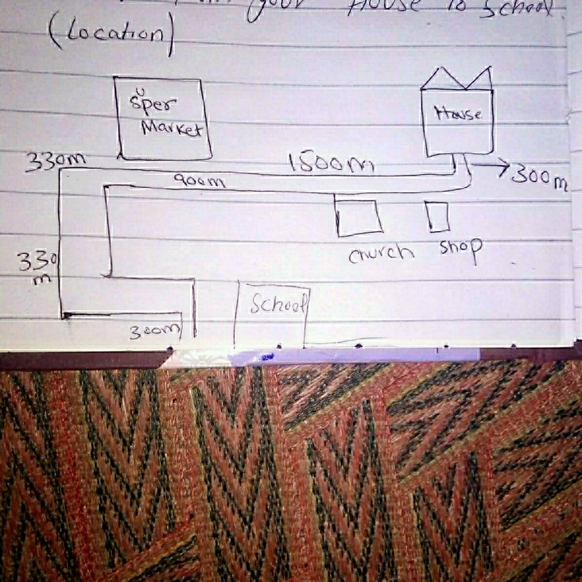 from your House to school ( Locationhouse Super * = 300 m