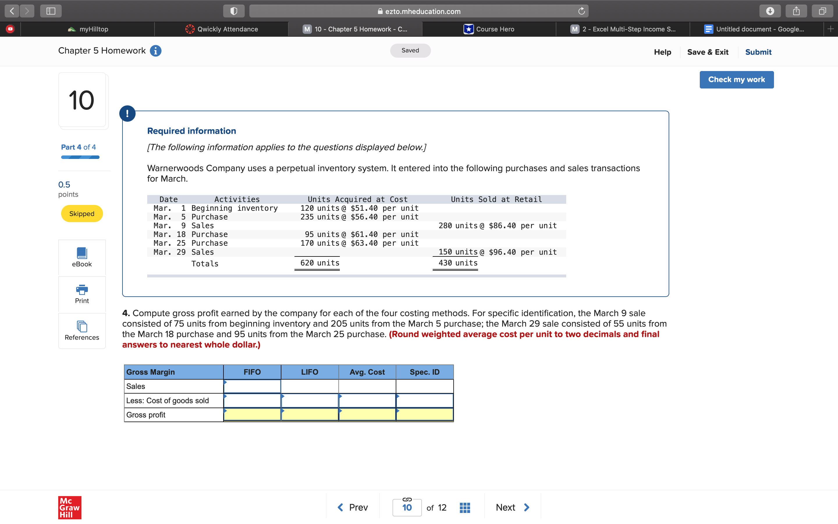  ezto.mheducation.com M 10 , Chapter 5 Homework , C Chapter 5