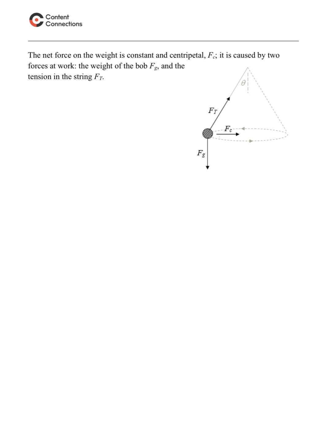force on the weight 1s constant and centripetal, F; it 1s caused