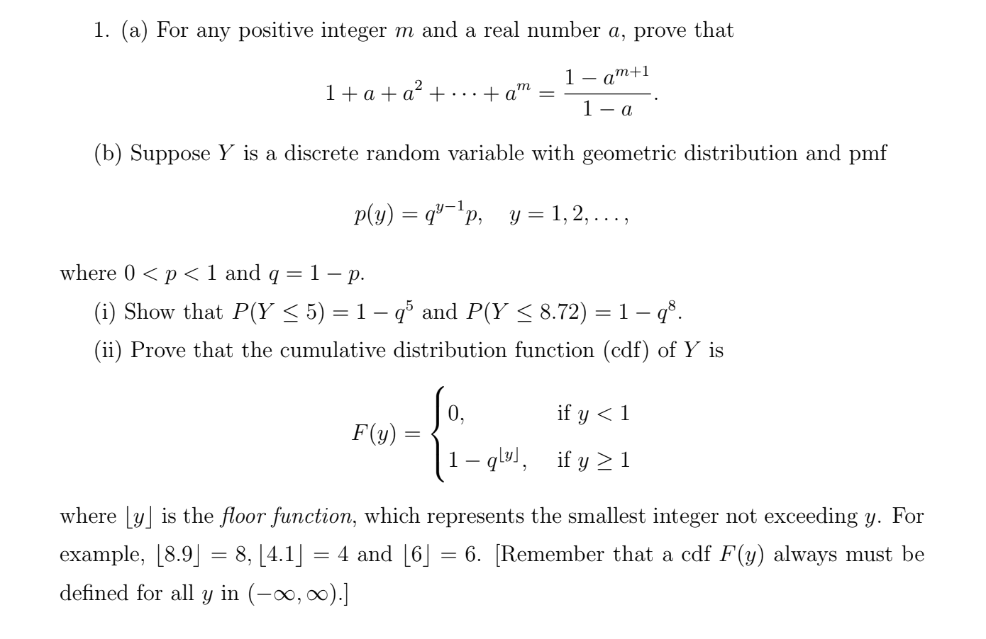  1. (a) For any positive integer m and a real number