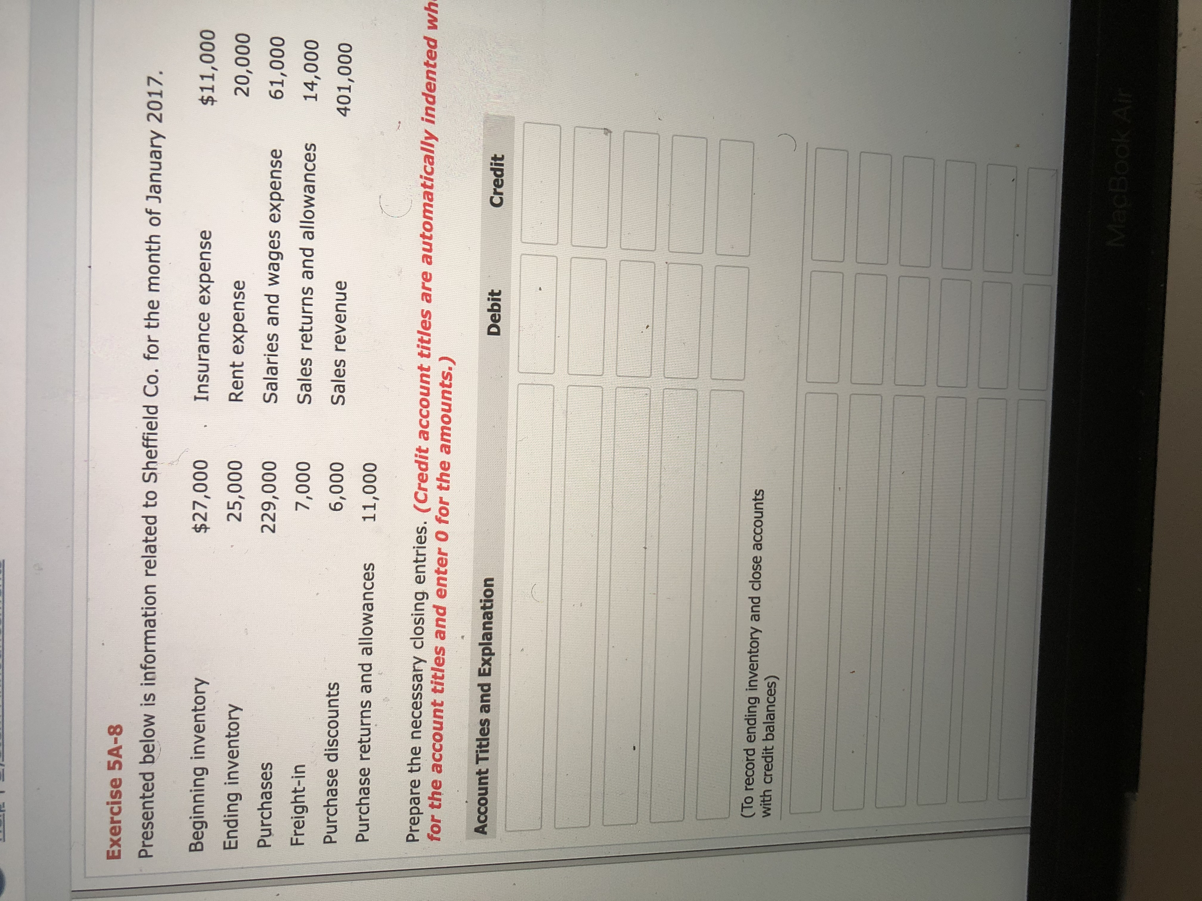  Help me please Exercise 5A-8 Presented below is information related to