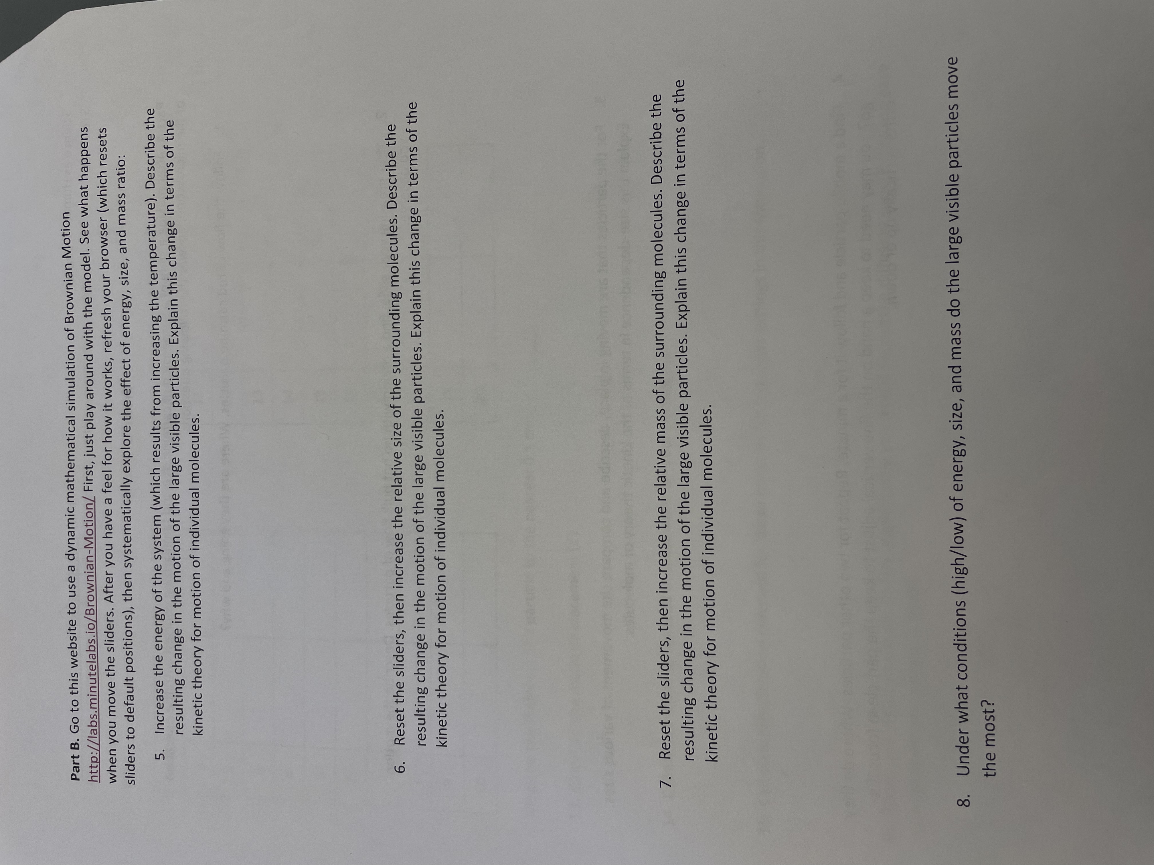 horizontal distance travelled by each particle during this time interval. Measure from