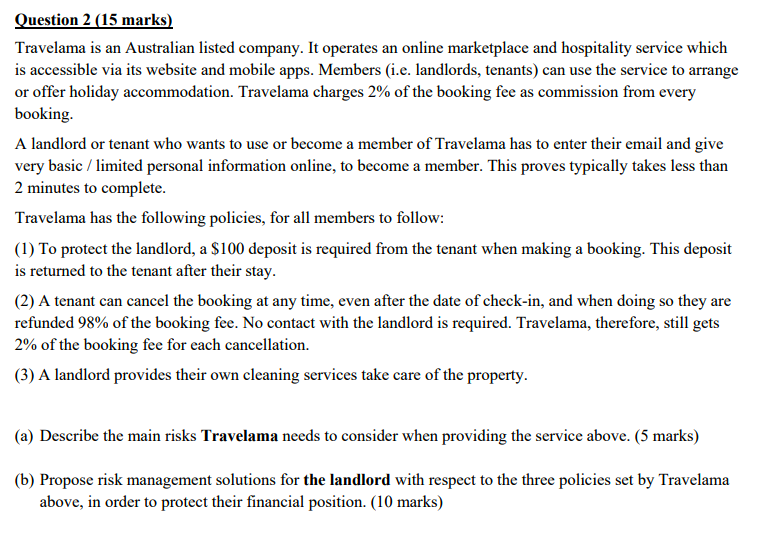 This is a question about risk management such as identify risk