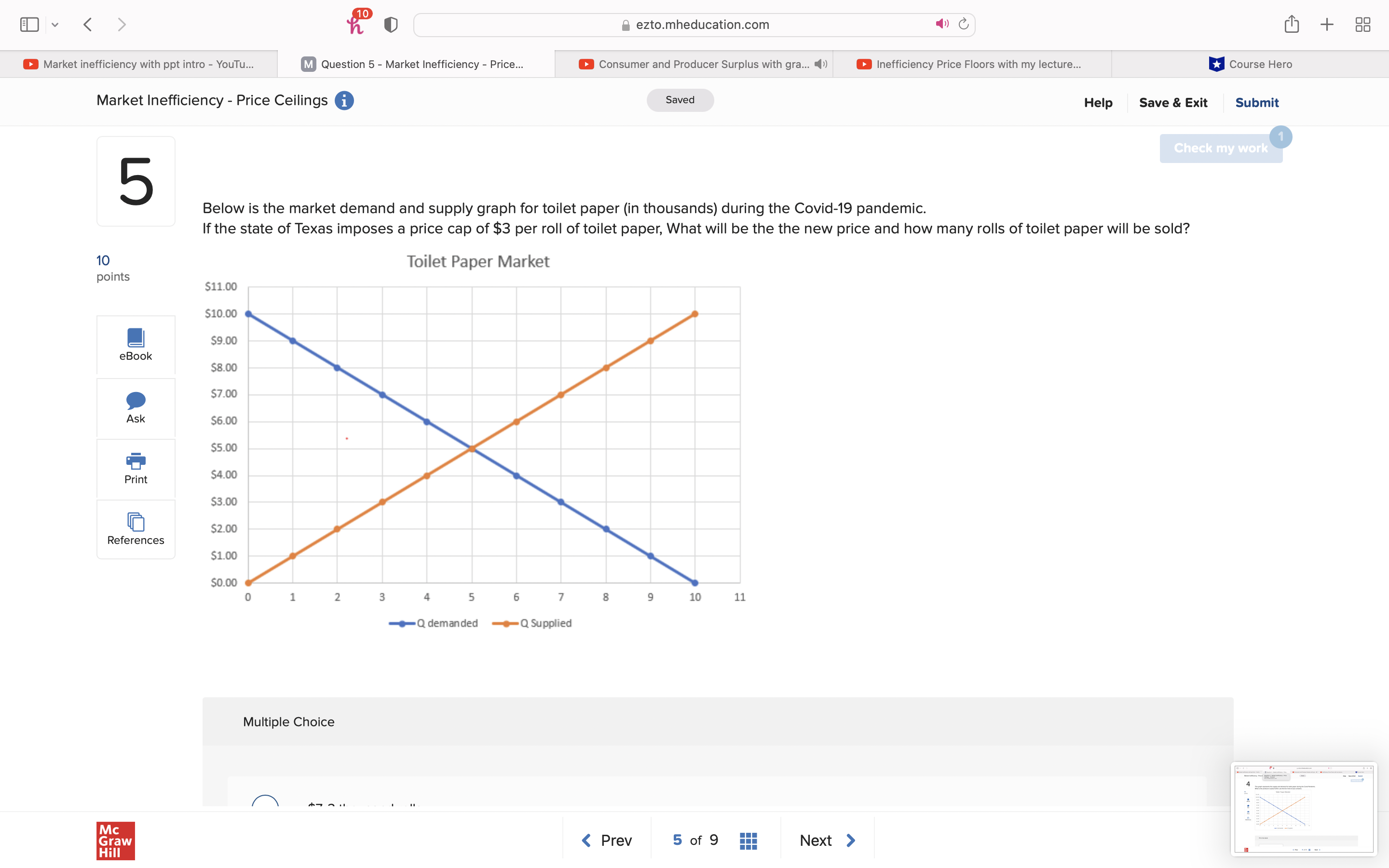 2 - Market Inefficiency - Price... Consumer and Producer Surplus with gra...