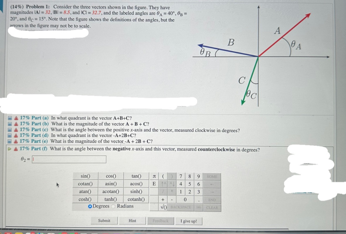 Please help with part A-F. Please. (14%) Problem 1: Consider the three