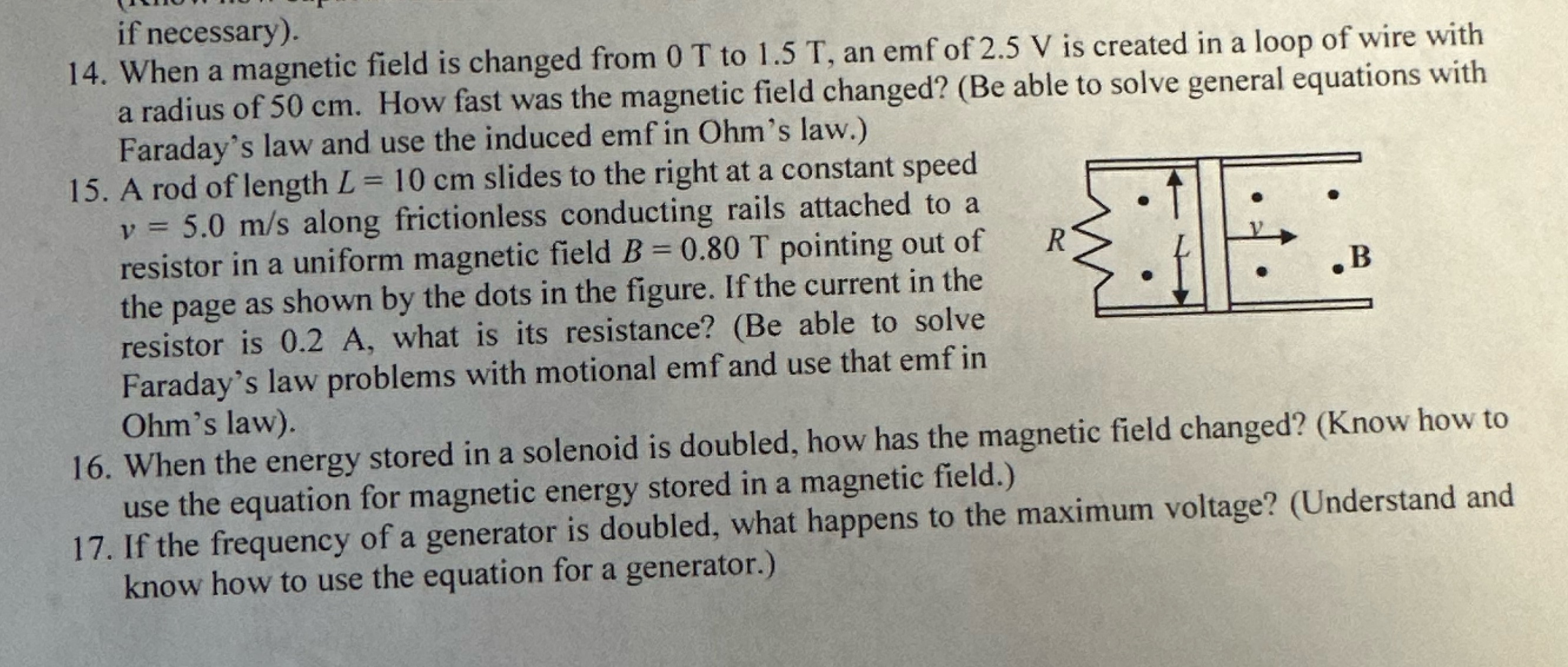  if necessary). 14. When a magnetic field is changed from 0