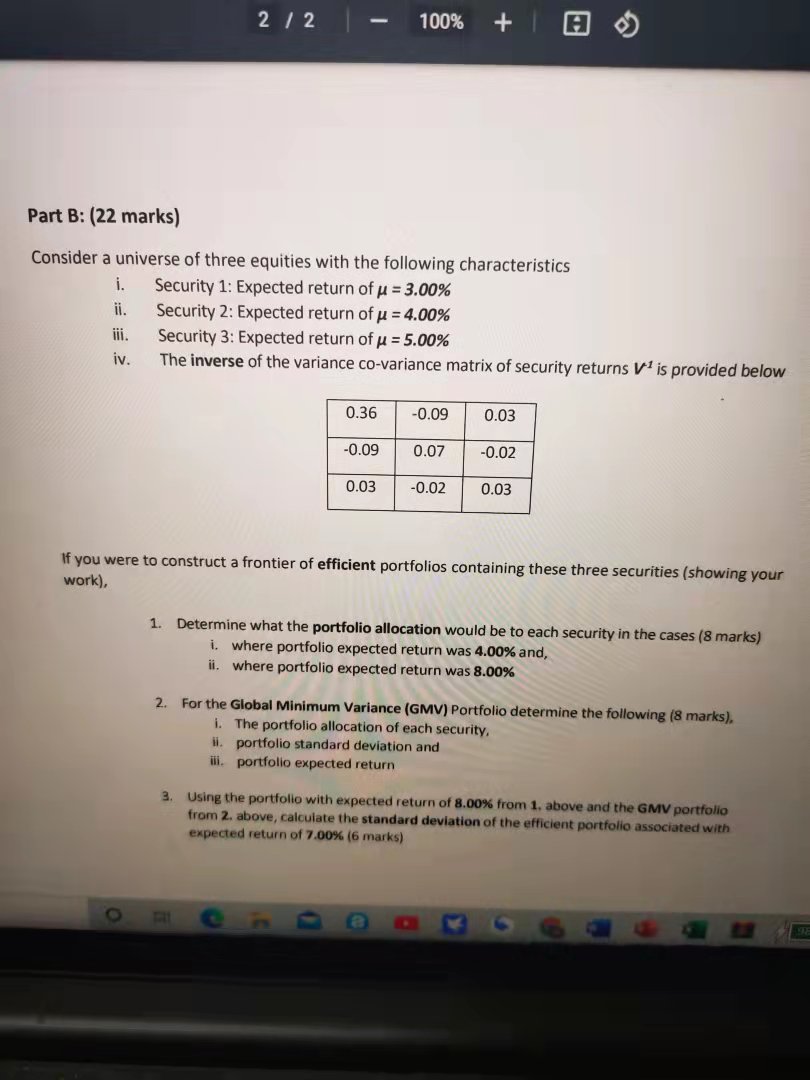  2 / 2 100% + H Part B: (22 marks) Consider