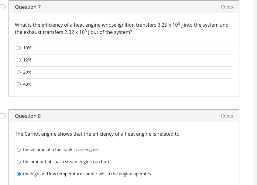engine has a hot reservoir at 100 ] and a cold reservoir