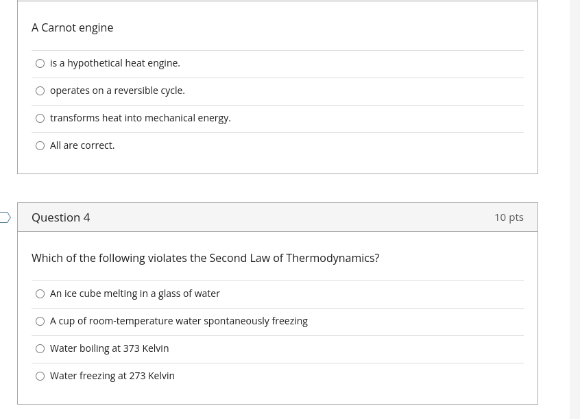 operates on a reversible cycle. 0 transforms heat Into mechanical energy. D