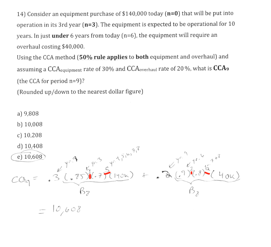 how to get numbers underlined in red? 14] Consider an equipment purchase