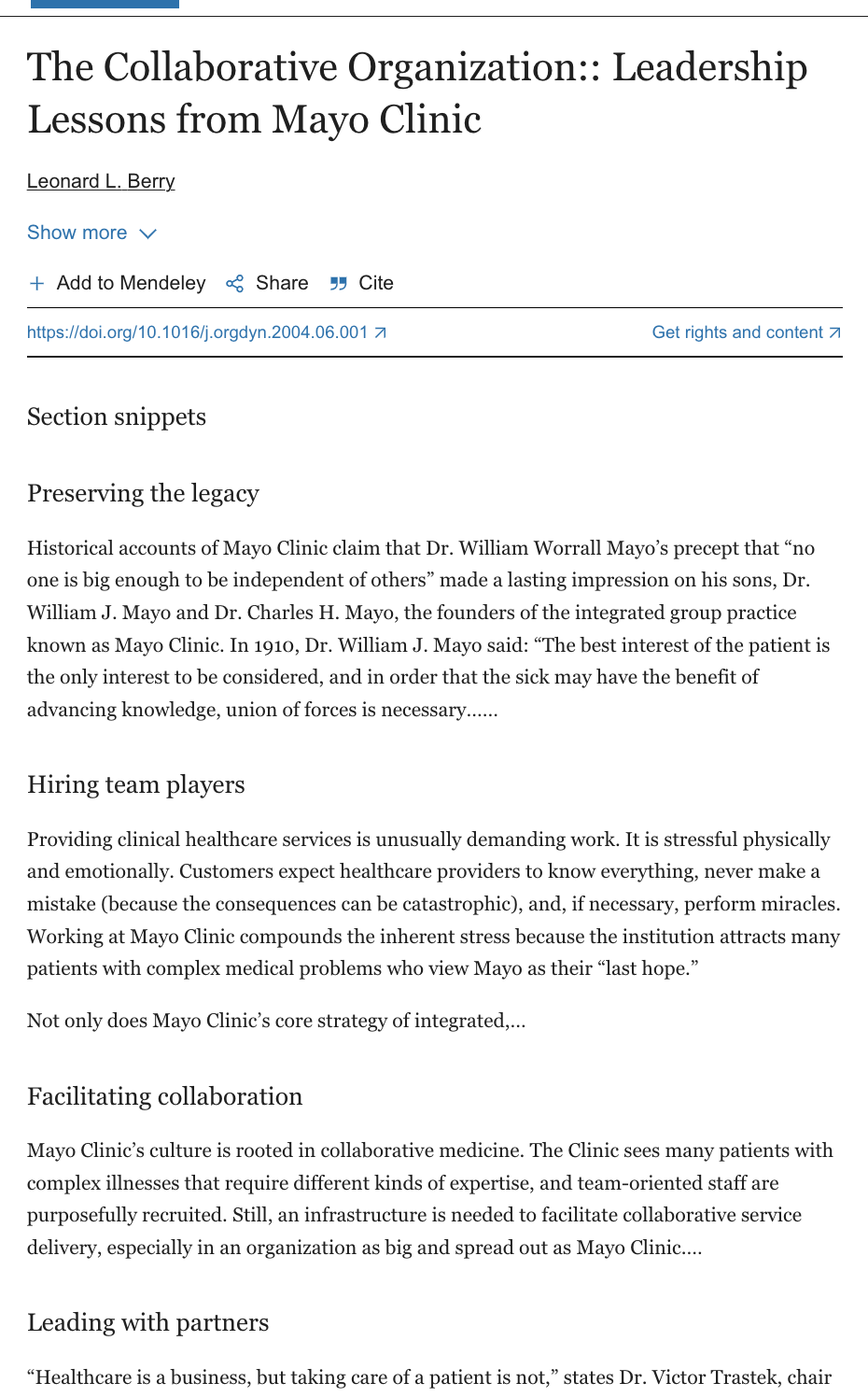 to achieve organizational goals.ProcedureReview the rubric for this assignment.Review the Mayo ClinicLinks