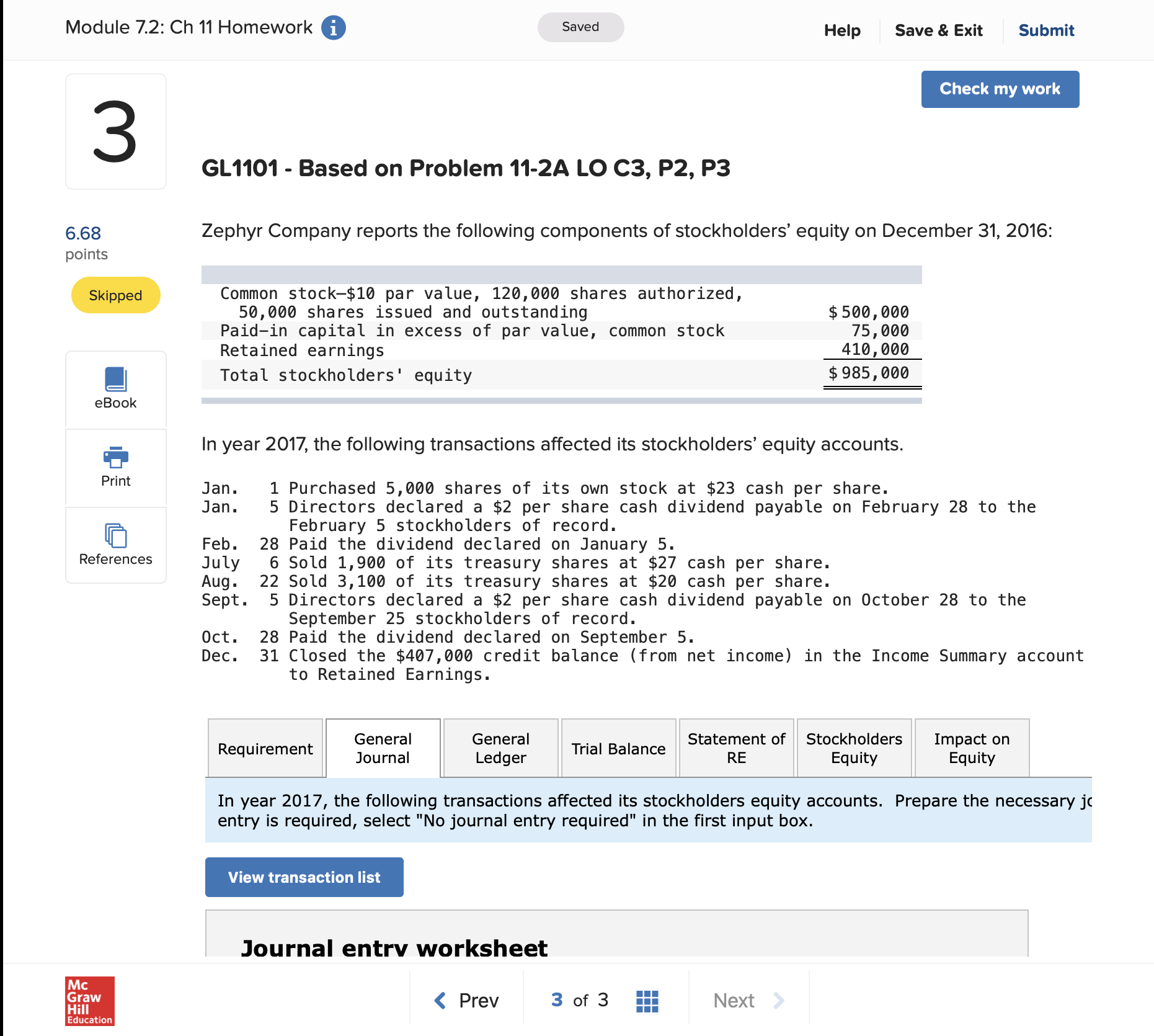 Hello I need help with doing the journal entries Module 7.2: Ch
