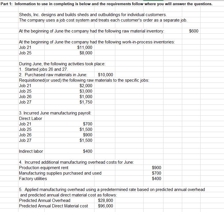 a job cost system and treats each customer's order as a separate