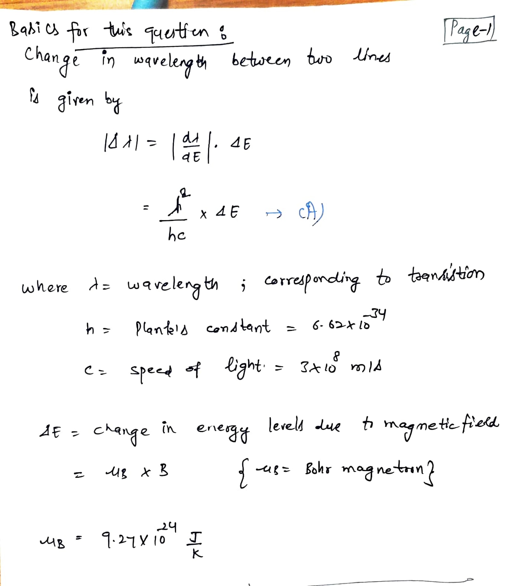 from the original line by an amount lA/ll = 0.036 nm. Determine