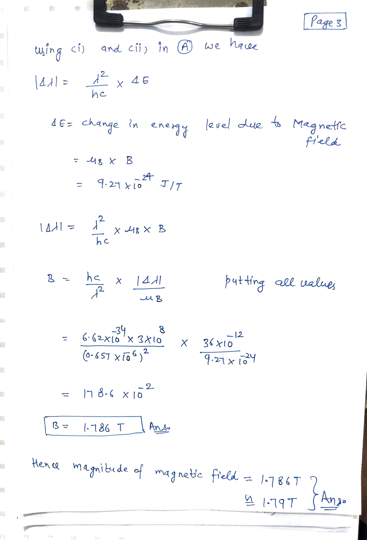 wavelength difference. (Enter the magnitude.) ET Page 3 lying ci) and cil)