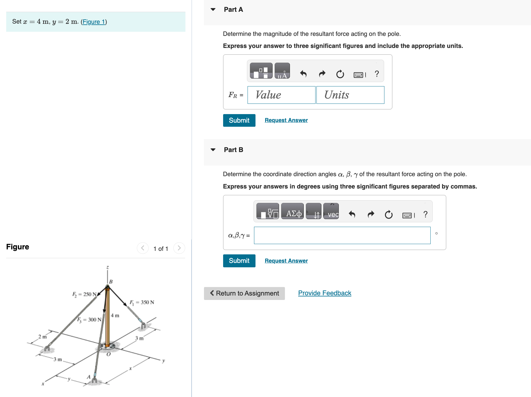(Figure 1) Determine the magnitude of the resultant force acting on the