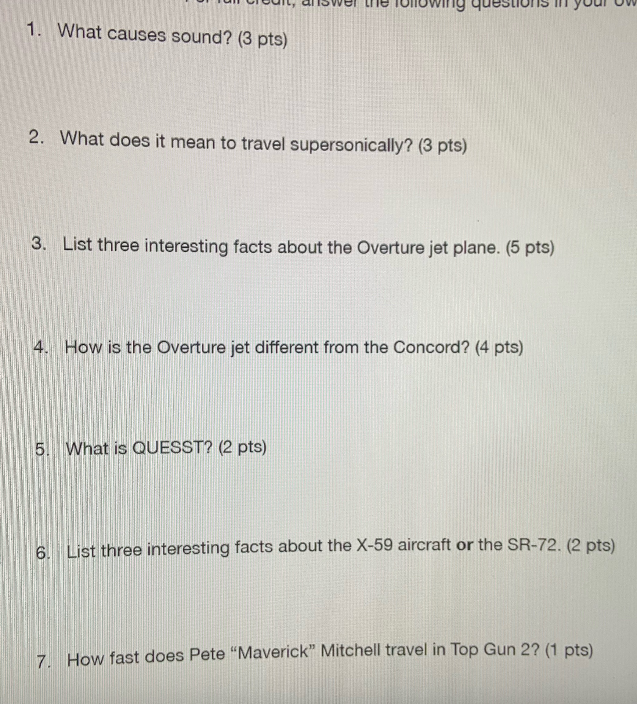 Pls respond asap e4 1. What causes sound? (3 pts) 2. What