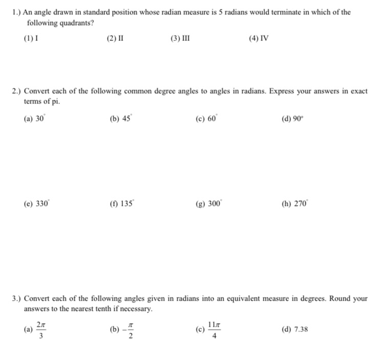 Please answer and show work . thanks 1.) An angle drawn in