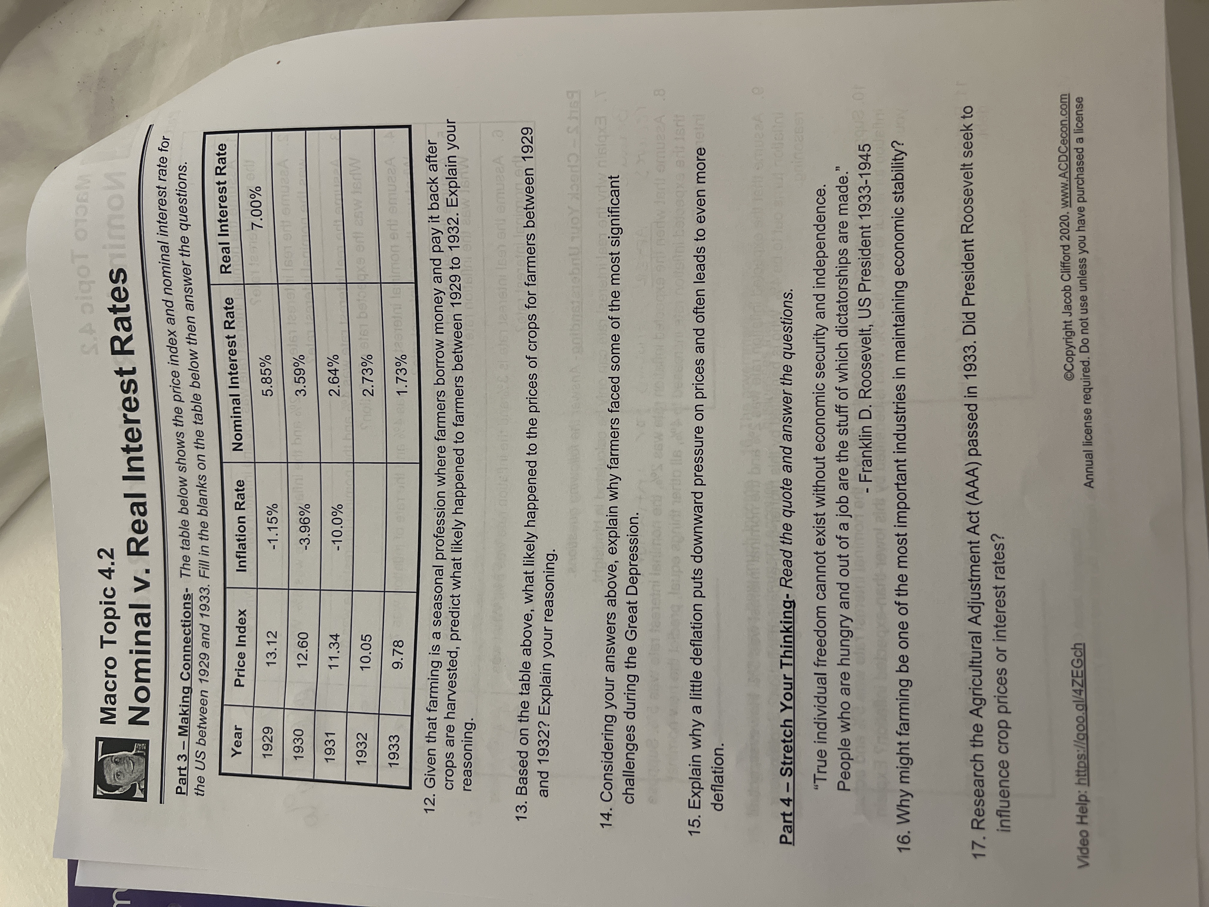 imon Part 3 - Making Connections- The table below shows the price