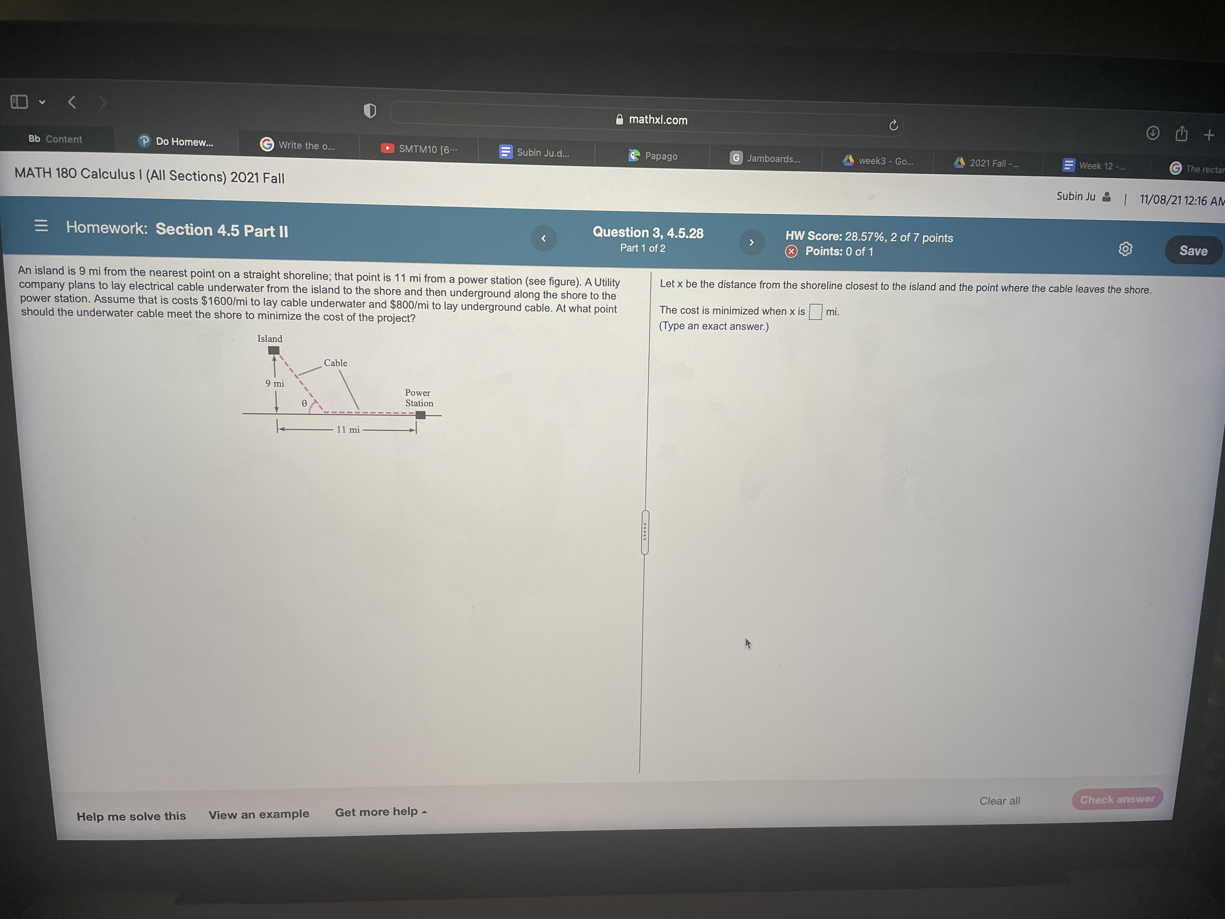 2021 Fall -... Week 12 -... G The rectan. MATH 180 Calculus