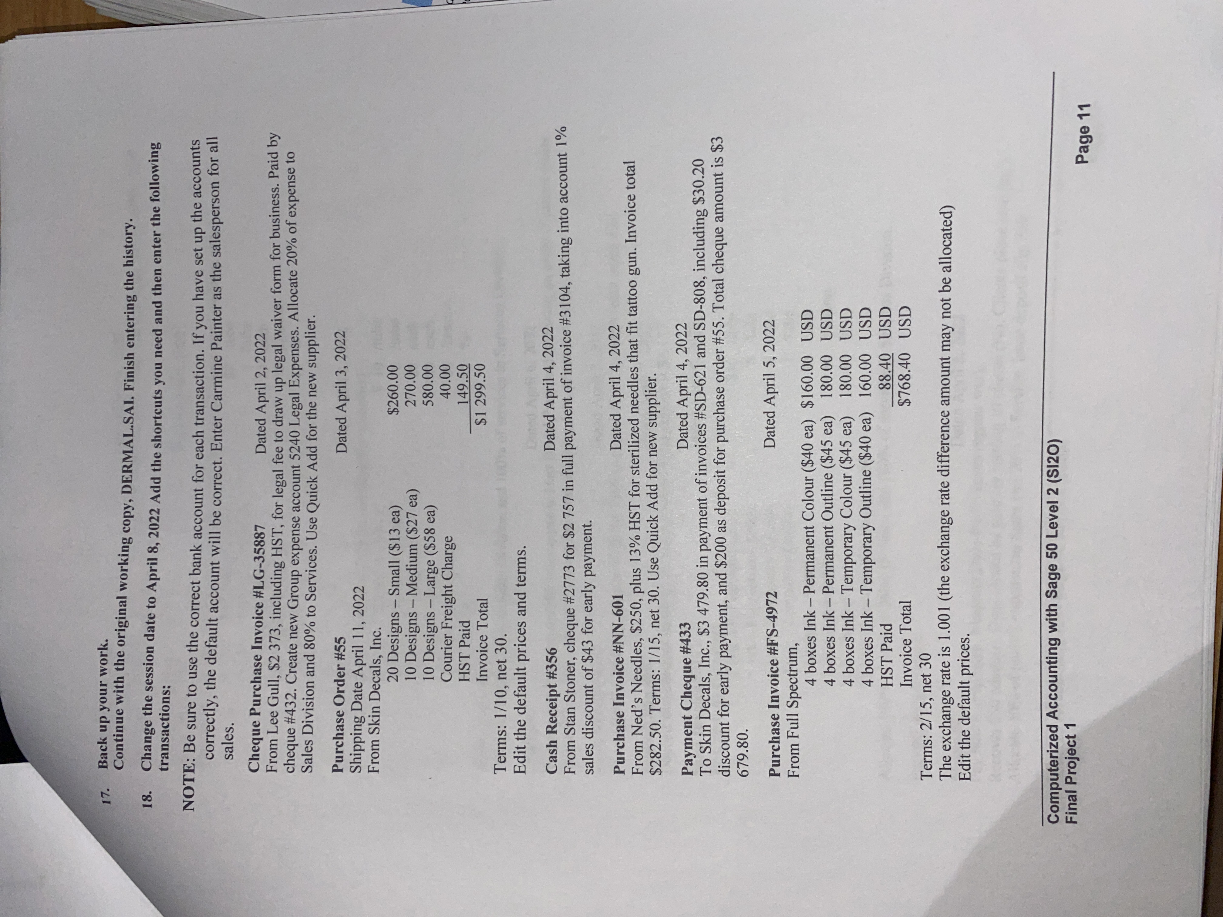  17. Back up your work. Continue with the original working copy,