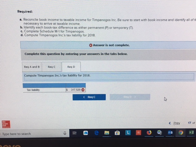 calendar-year corporation.For 2018, it reported financial statement income after taxes of $1,152,000.