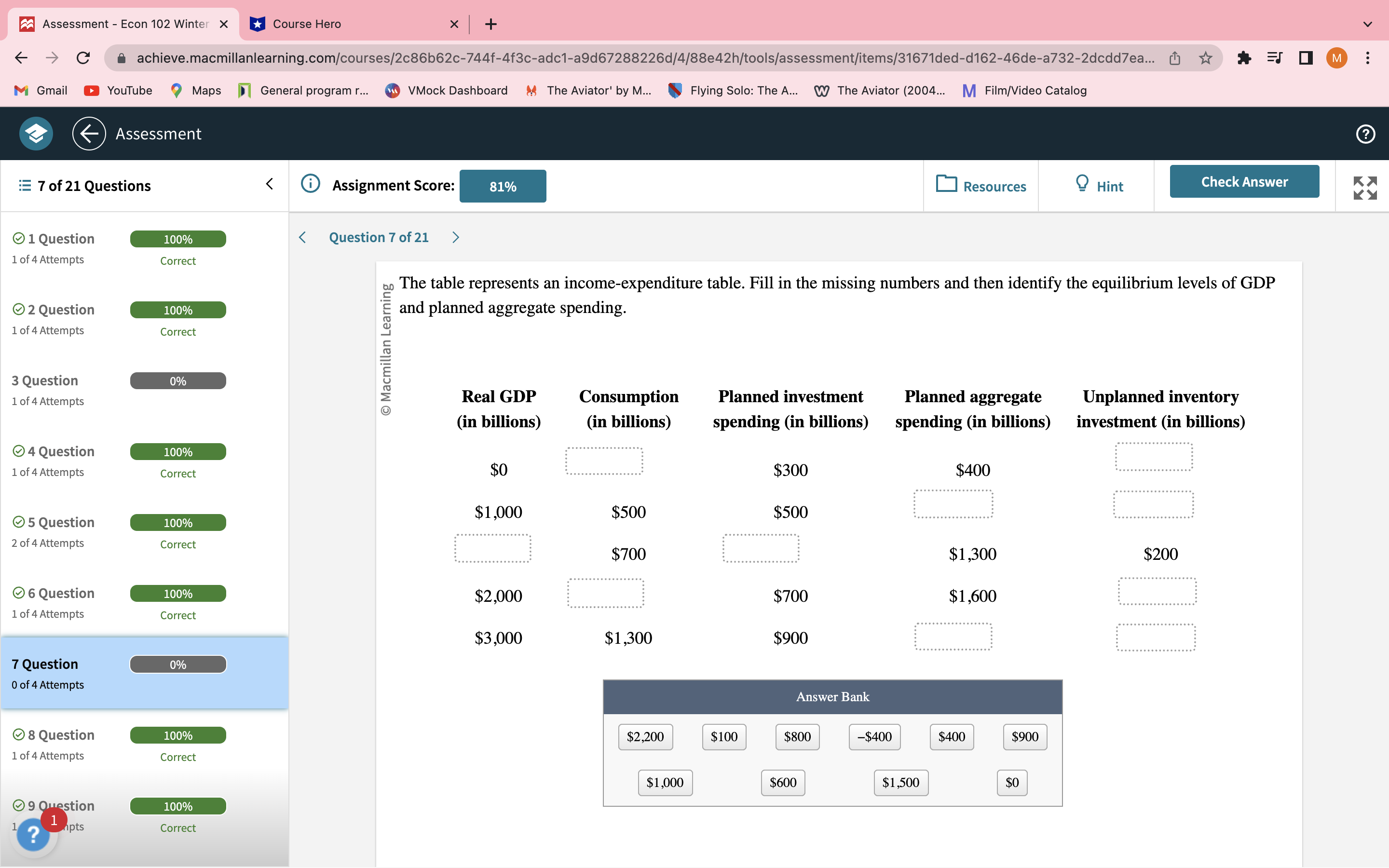  Assessment - Econ 102 Winter X Course Hero X + C