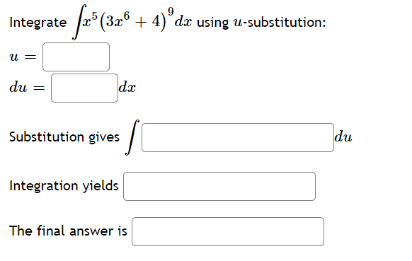 gives du Integration yields The final answer is- sin(y) Integrate dy using