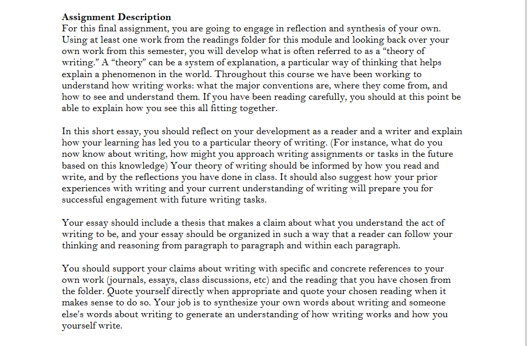 in reection and synthesis of your own. Using at least one work