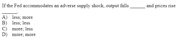 If the Fed accommodates an adverse supply shock, output falls and
