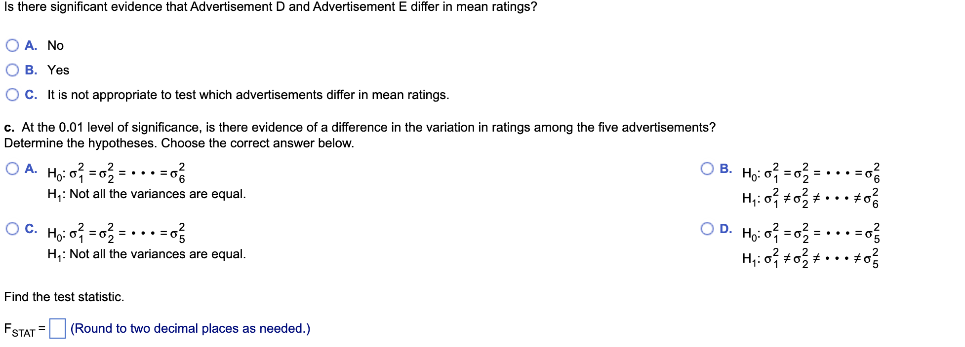 respondents is randomly assigned to the five advertisements. After reading the advertisement,