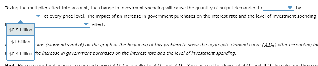 one percentage point, the level of investment spending declines by $1 billion.