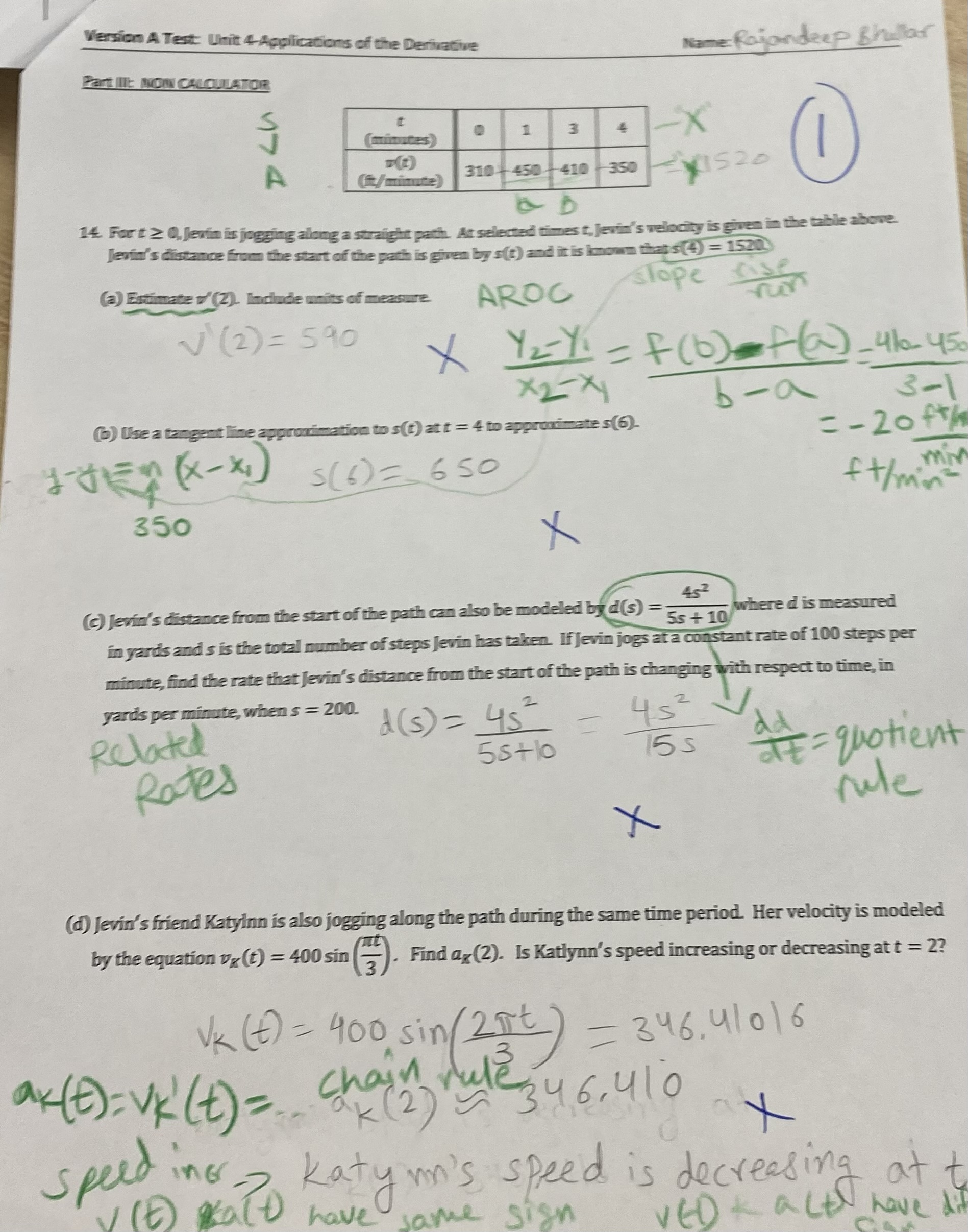Can you please solve this problems correctly? Version A Test: Unit 4