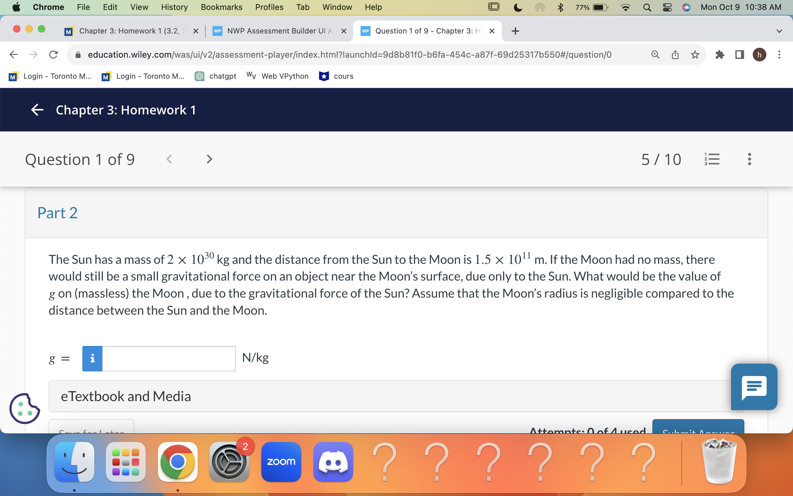 77%. Q Mon Oct 9 10:38 AM . . . M Chapter