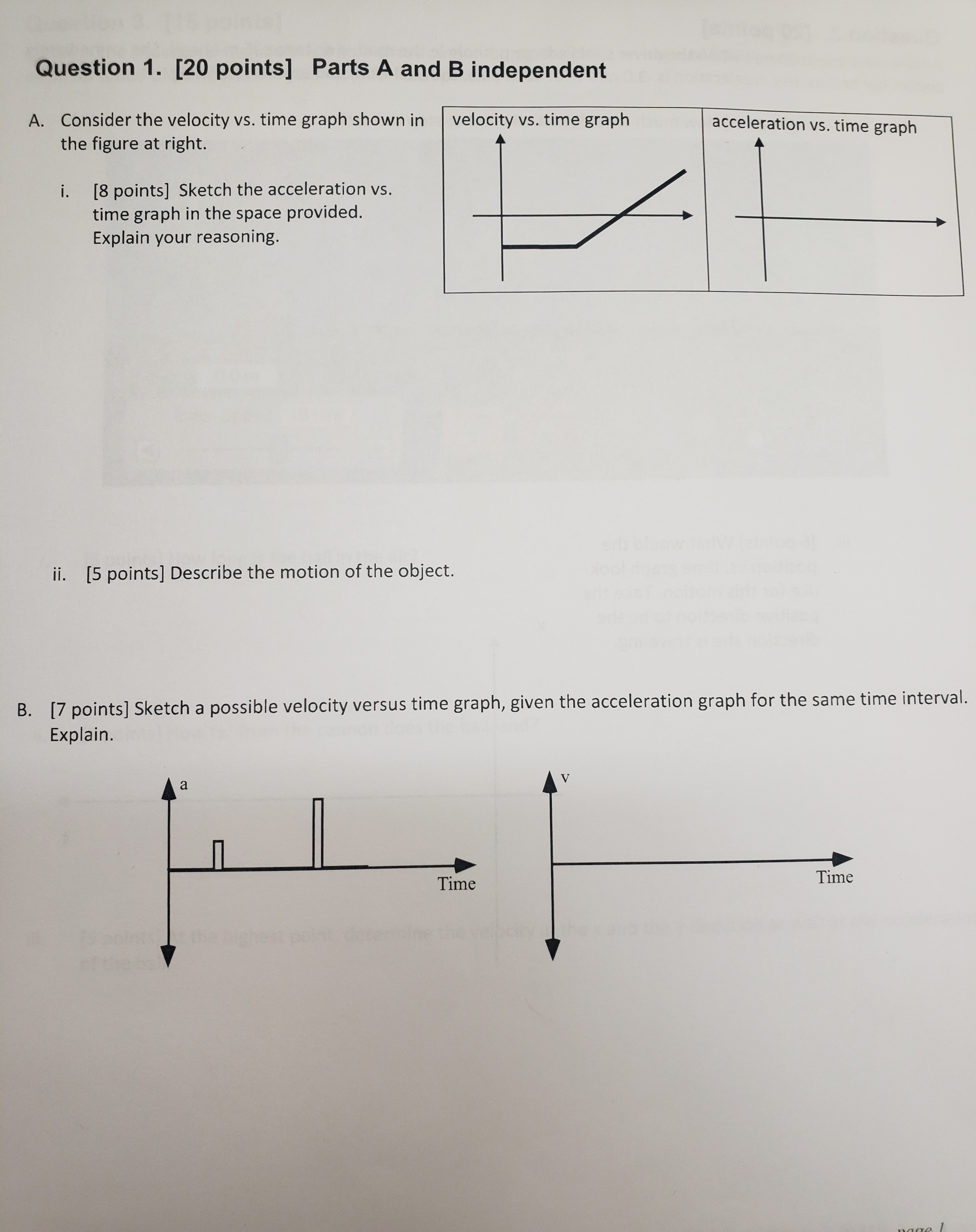 compare to own resutls Question 1. [20 points] Parts A and B