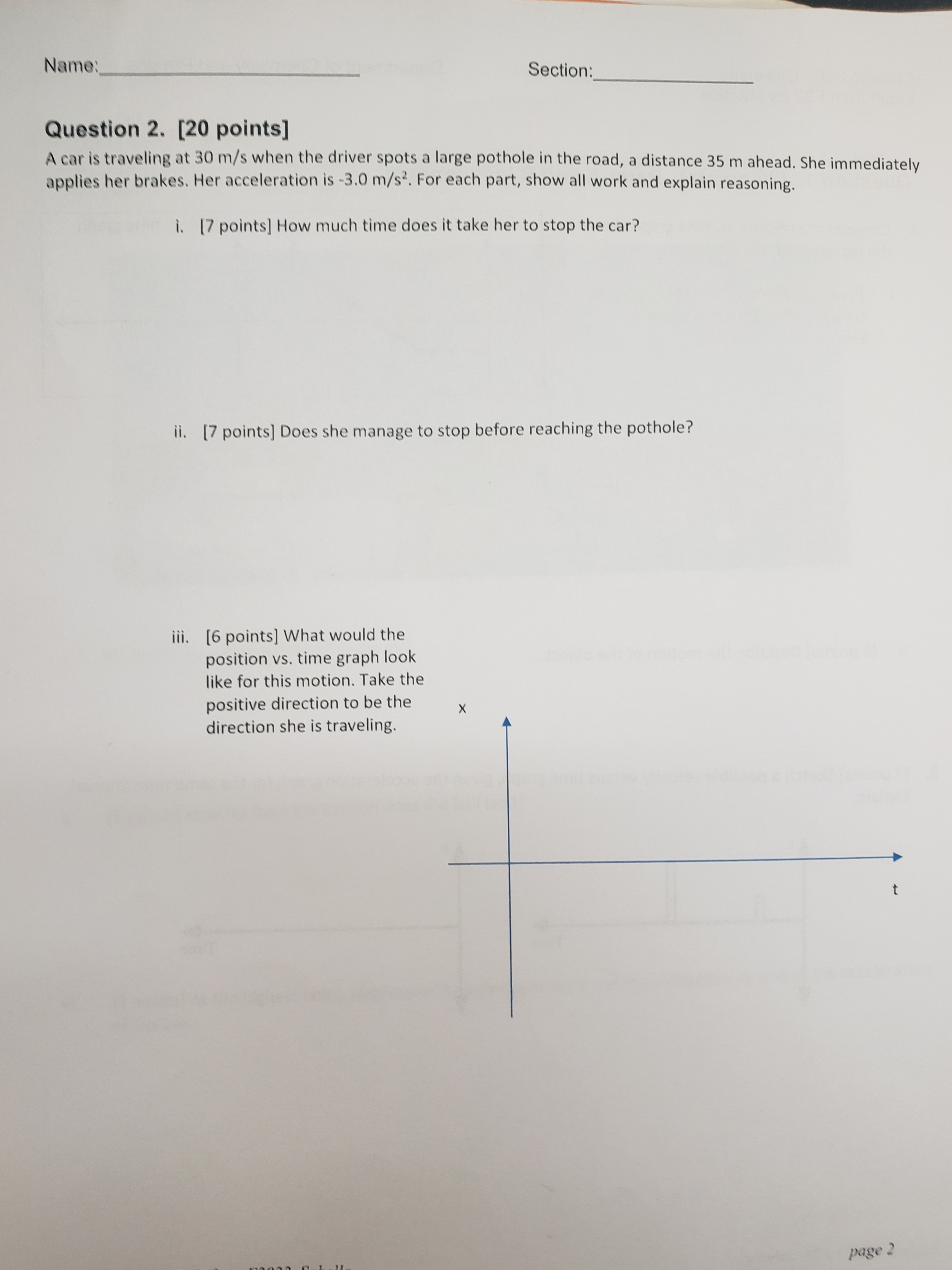 independent A. Consider the velocity vs. time graph shown in velocity vs.
