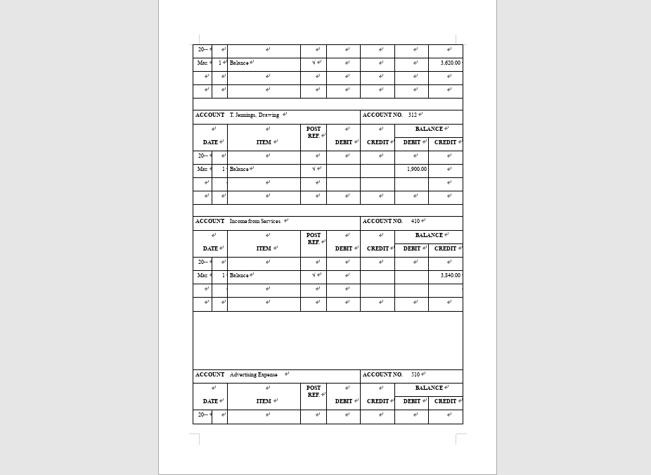 Billed customers for the month for services rendered, $680. Question 2. Post