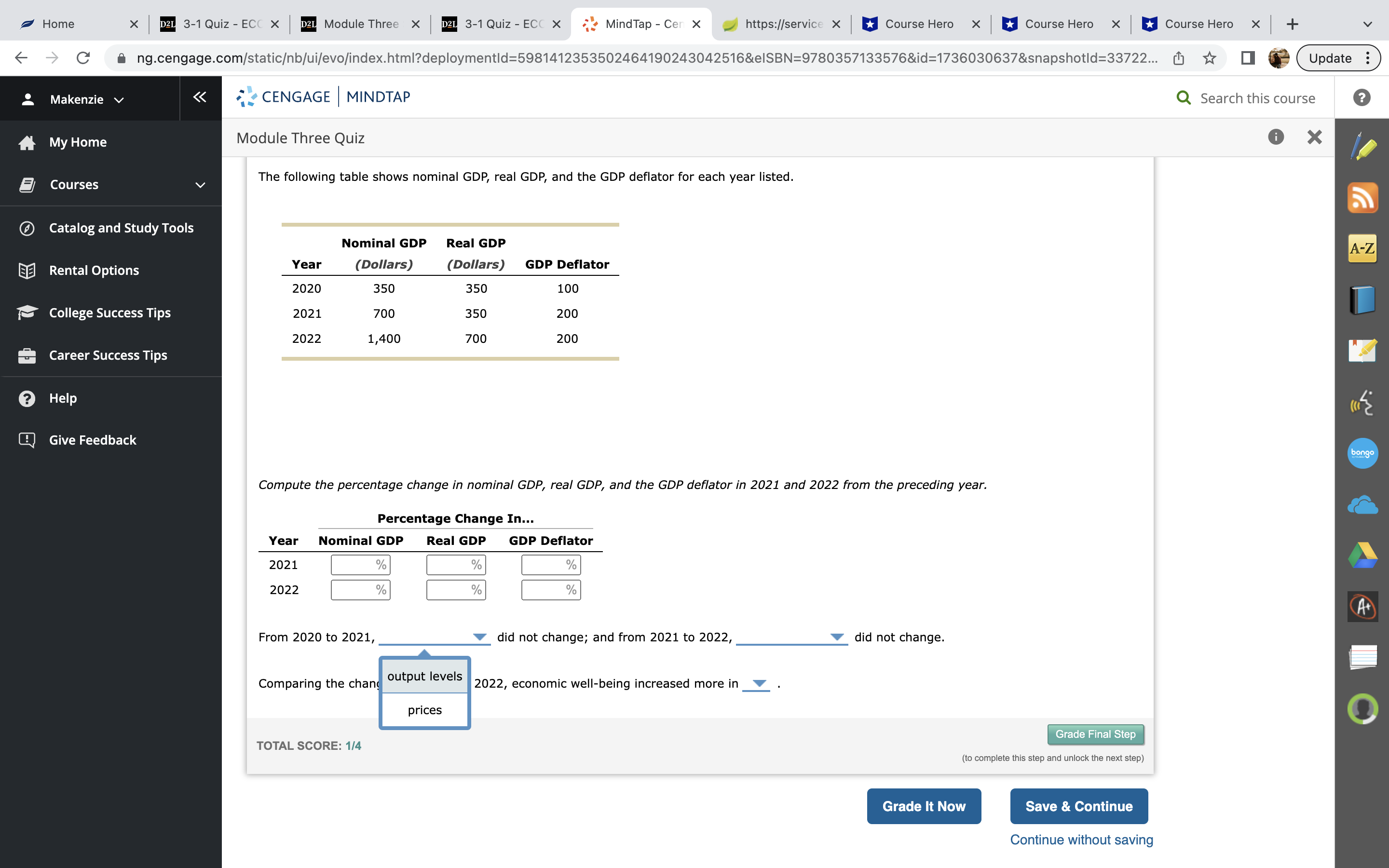 X D2L 3-1 Quiz - ECC X MindTap - Cer X https://service