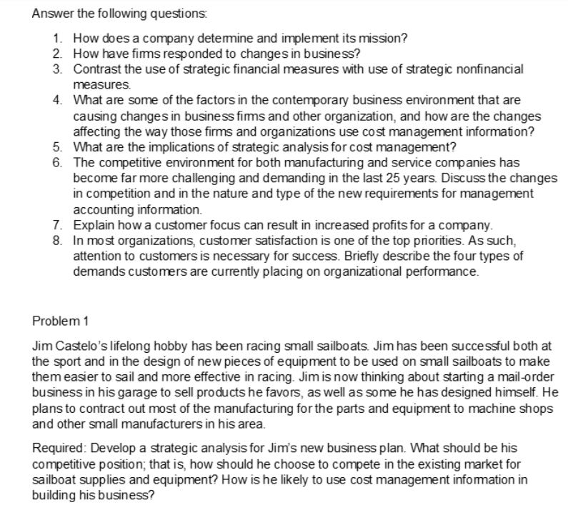 do not copy answers from internet especially the problem Answer the following