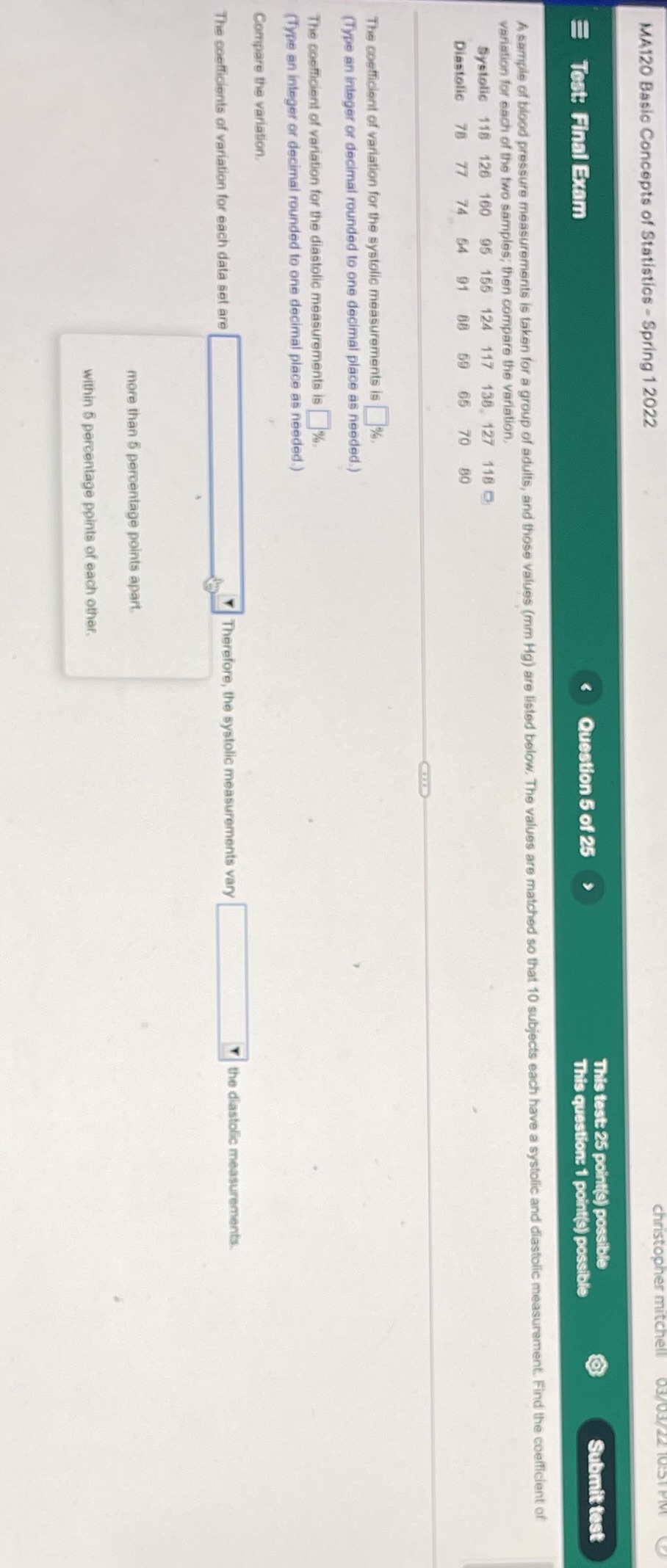 Will give thumbs up and positive feed back MA120 Basic Concepts of