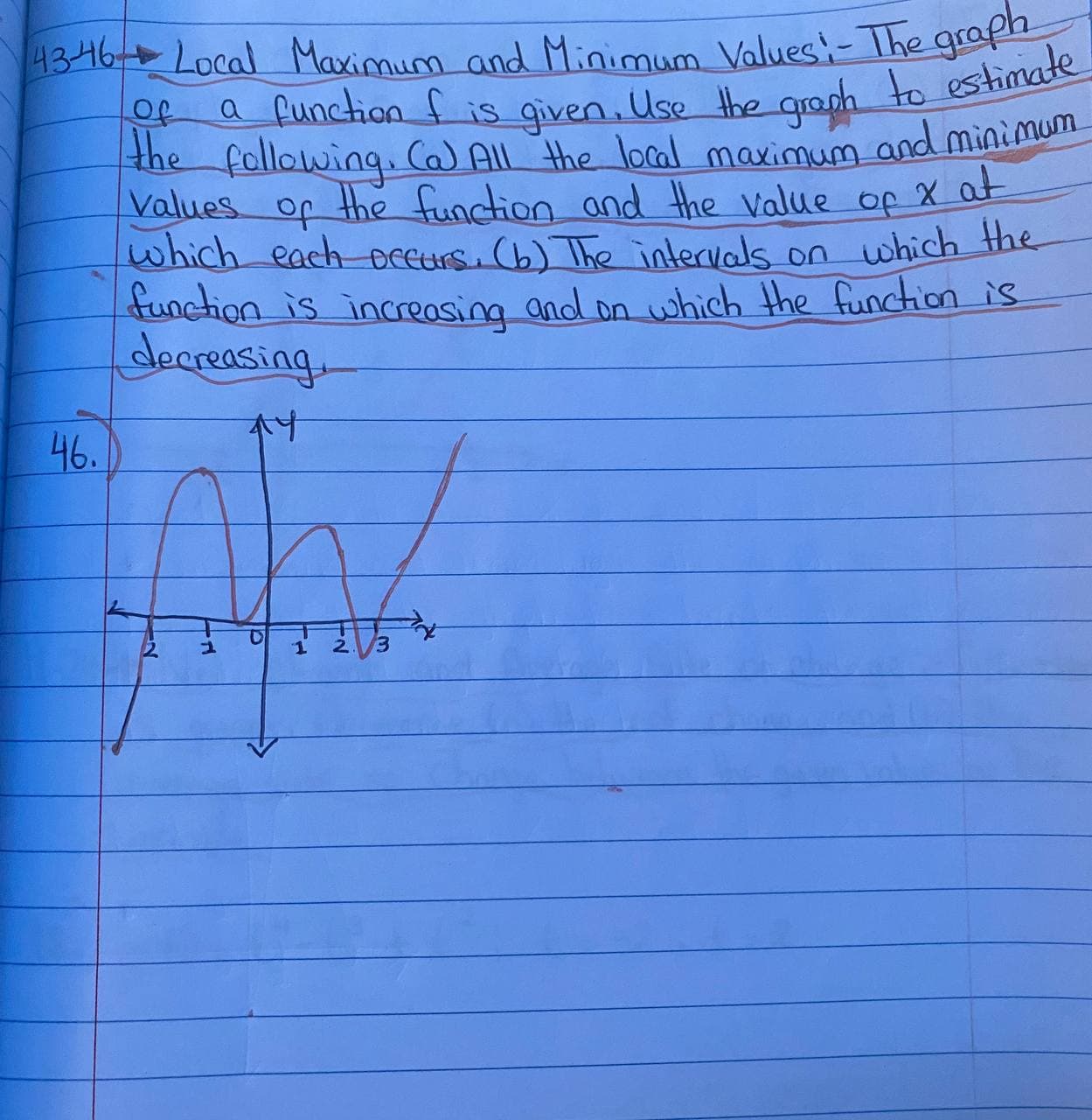solve this 43-46 - Local Maximum and Minimum Values: - The graph
