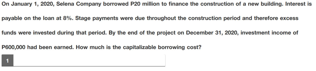 The answer is P1,000,000. I just need the complete solution. On January
