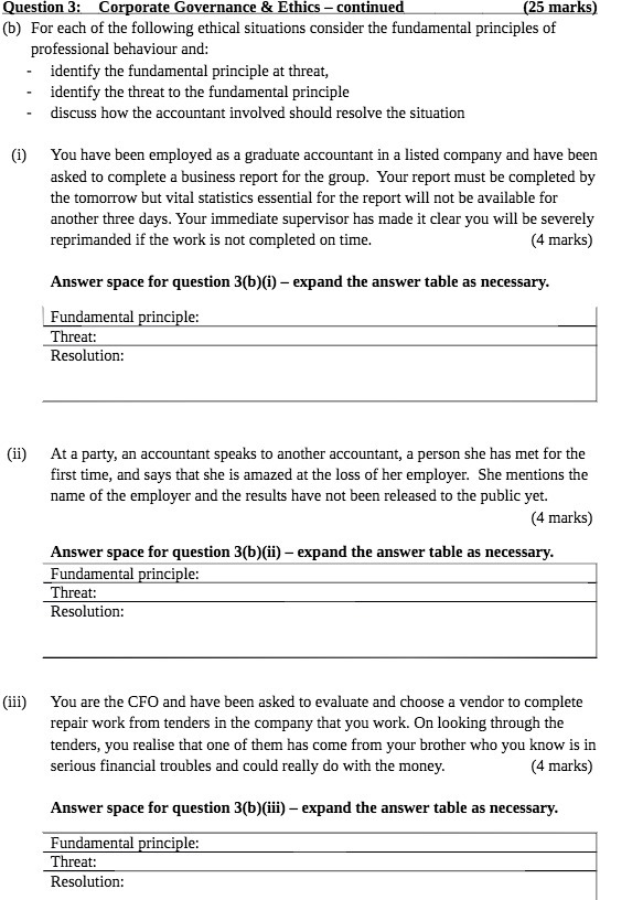 For each of the following ethical situations consider the fundamental principles of