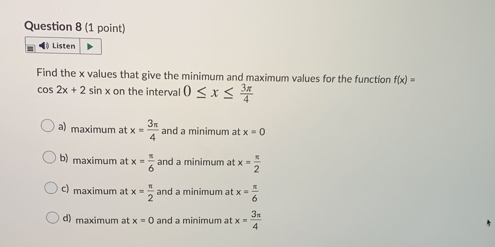 Plz answer ASAP Question 8 (1 point) () Listen Find the x