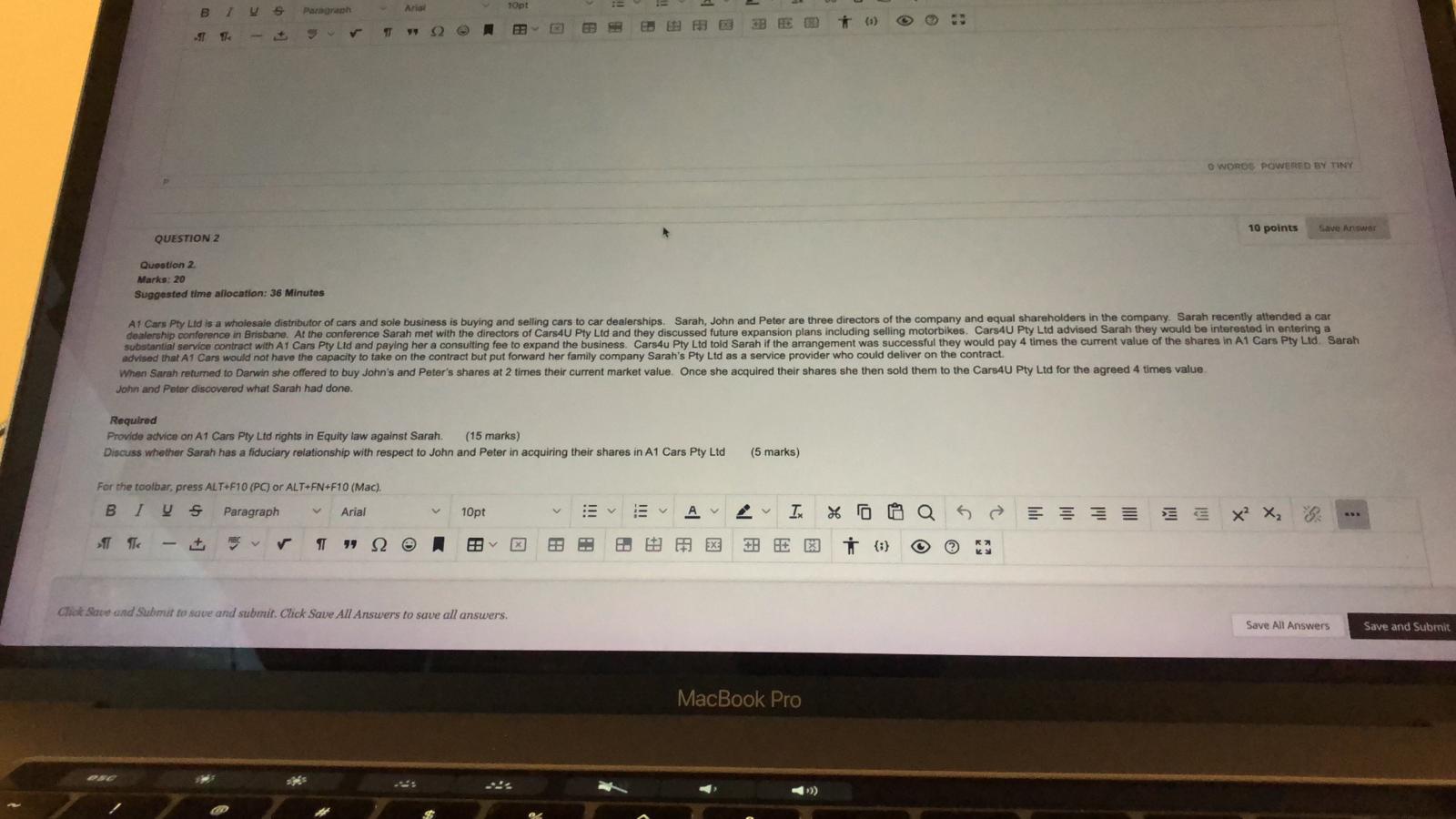 Answer Question 2 Marks: 20 Suggested time allocation: 36 Minutes At Cars