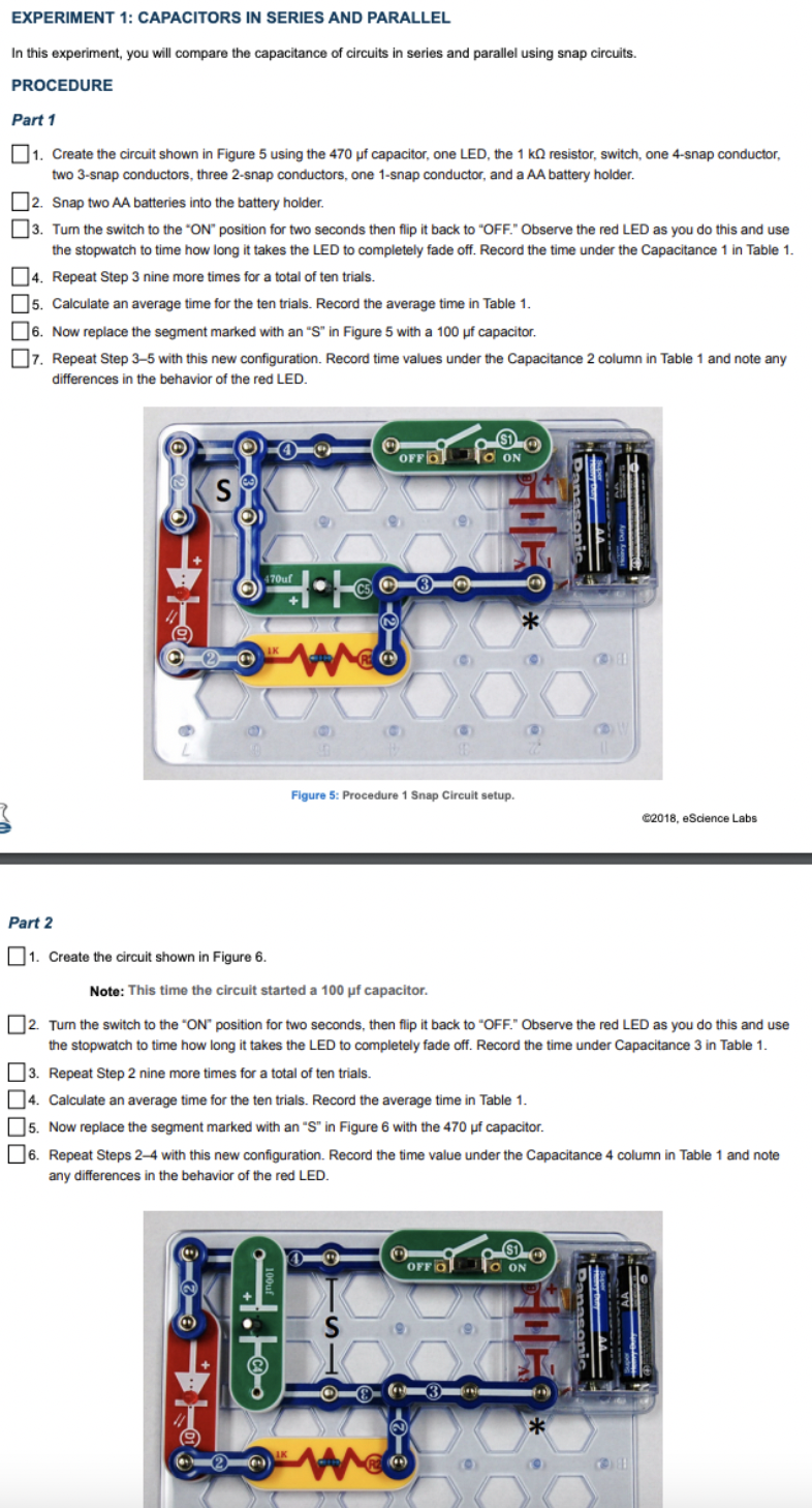 added the second capacitor in Part 1? 2. After adding the 100