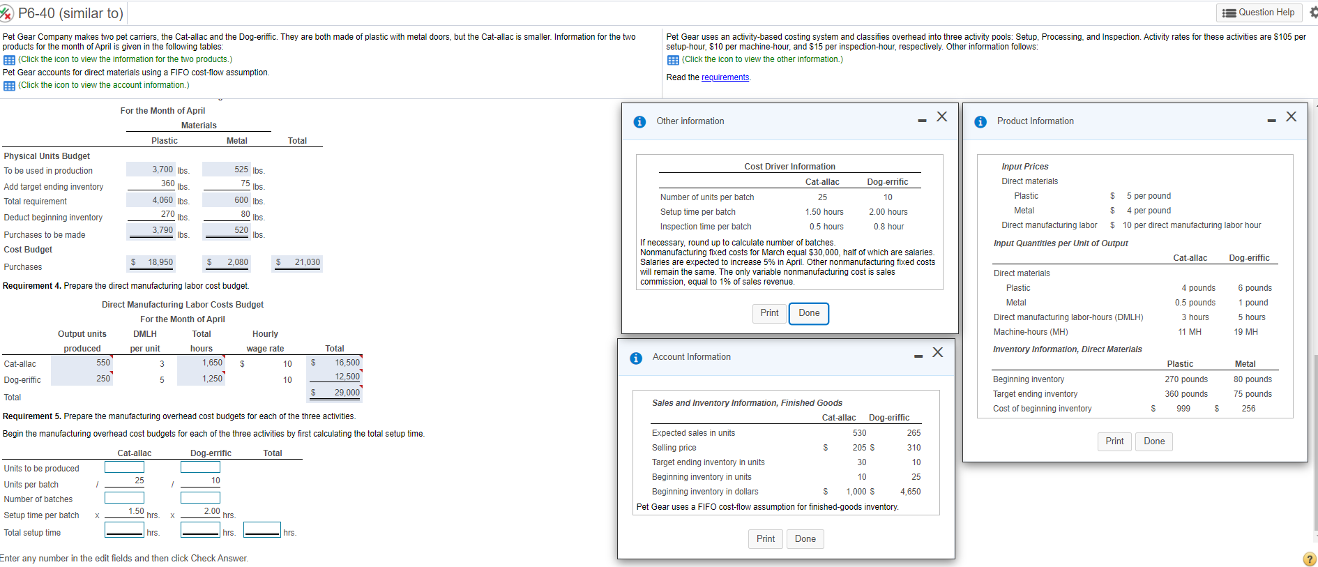 How do I calculate the total setup time? * P6-40 (similar to)
